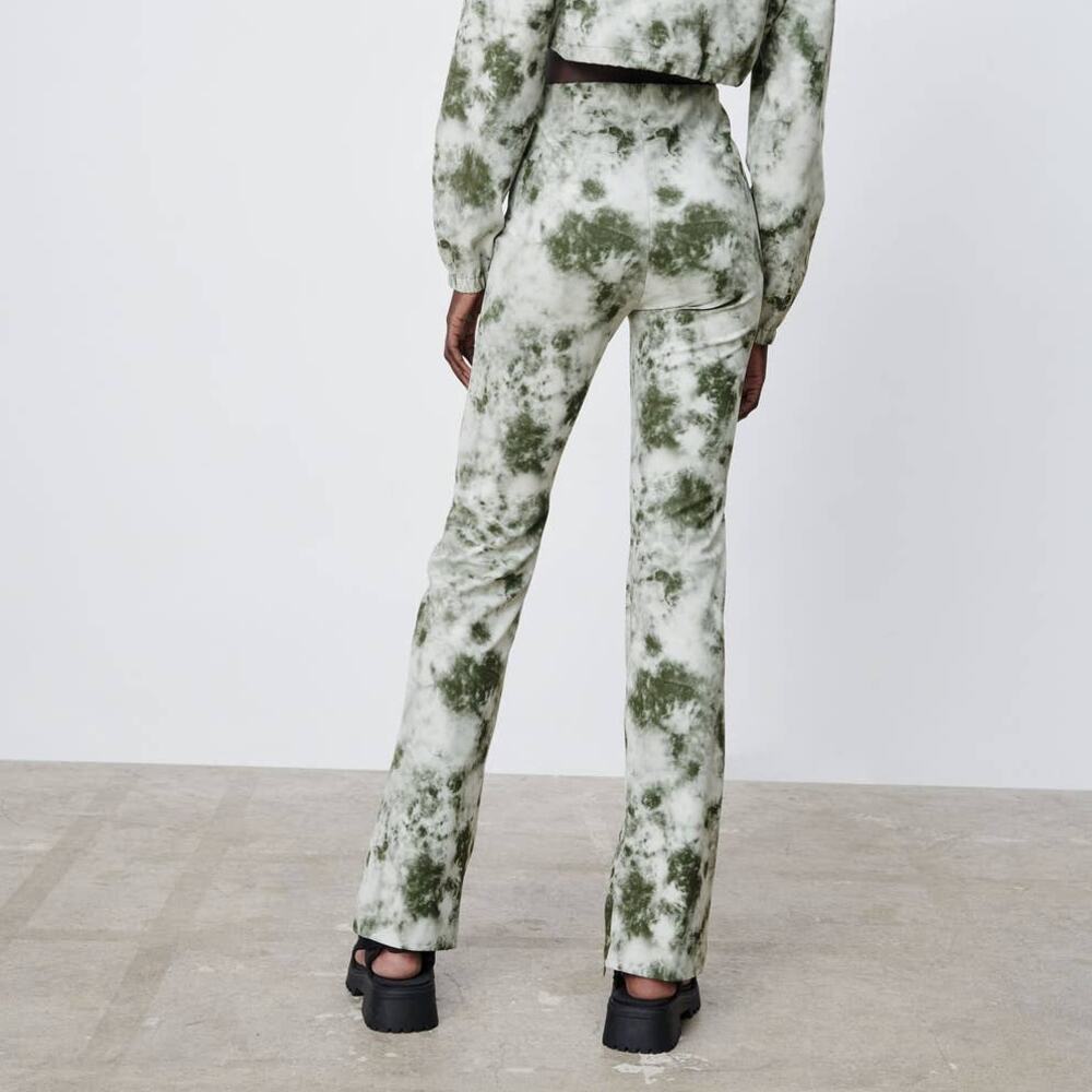 Zara Tie Dye Flared Leggings Pants Side Zip - Picture 6 of 11